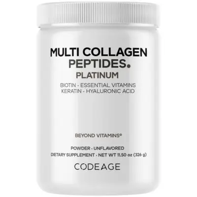 Low Price CodeageMulti Collagen for Women and Men Biotin 10000mcg Keratin, Protein Powder Vitamin C B6 D3, Hyaluronic Acid, Niacin-Hydrolyzed Collagen 11.5oz
