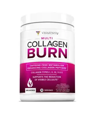 VitauthorityMulti Collagen Burn Powder, Hydrolyzed Collagen Peptides Powder with Types I II III V X for Weight Loss Support, Vitauthority, Unflavored 30 Servings Buy Direct