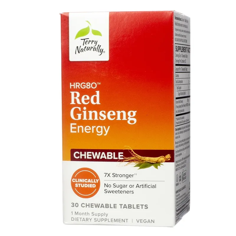 Trusted Brand Terry Naturally HRG80 Red Ginseng Energy Chewable Tablets