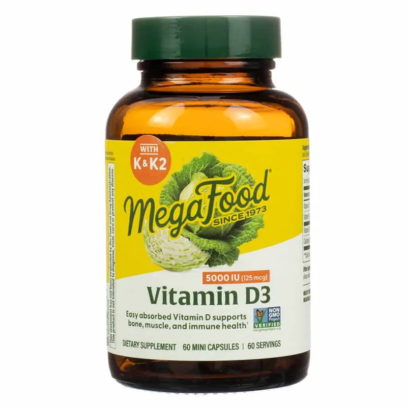 MegaFood Vitamin D3 5000IU with K & K2 Capsules Hot Deal