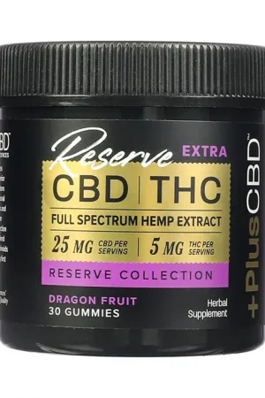 +PlusCBD CBD Gummies 25mg CBD, 5mg THC - Dragonfruit Certified