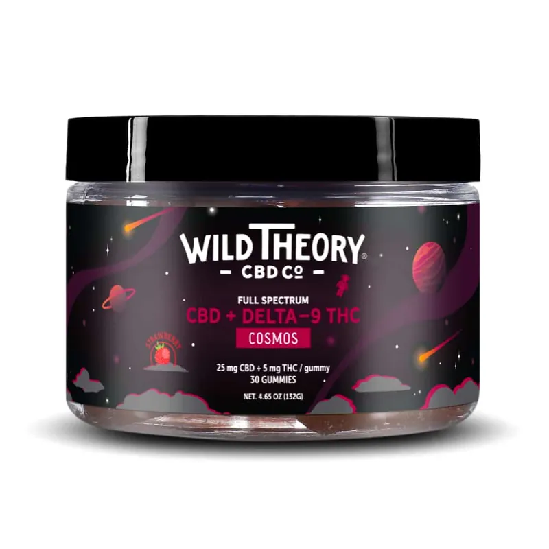 Wild Theory Cosmos Delta 9 THC Gummies - 5mg THC + 25mg CBD Free Returns