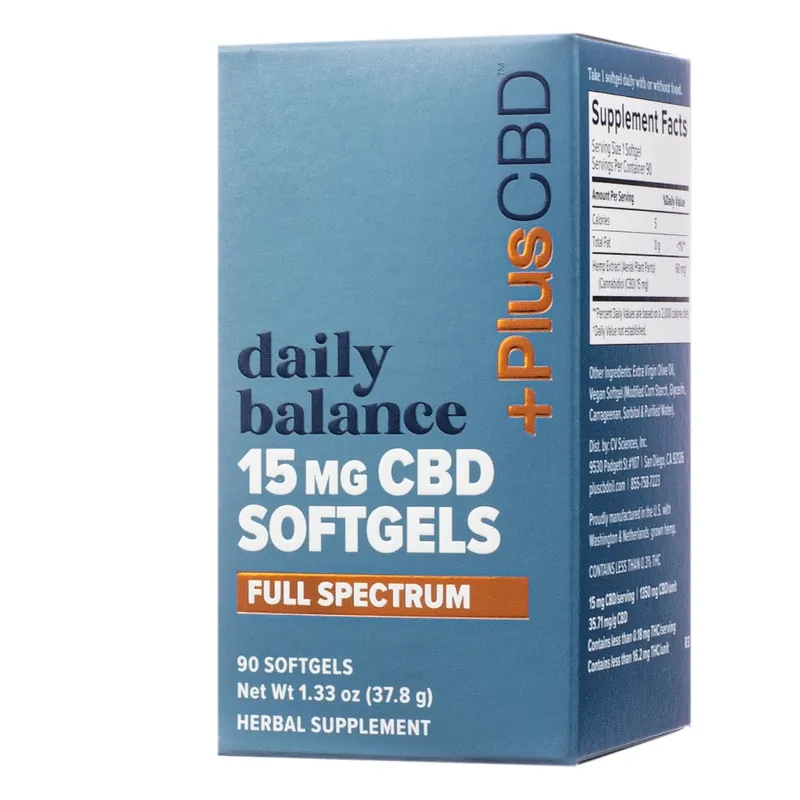 Don't Miss Out +PlusCBD Daily Balance 15mg CBD Softgels