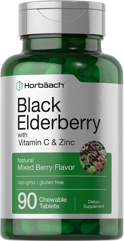 Black Elderberry, Vitamin C and Zinc 90 Chewable Tablets Special Discount