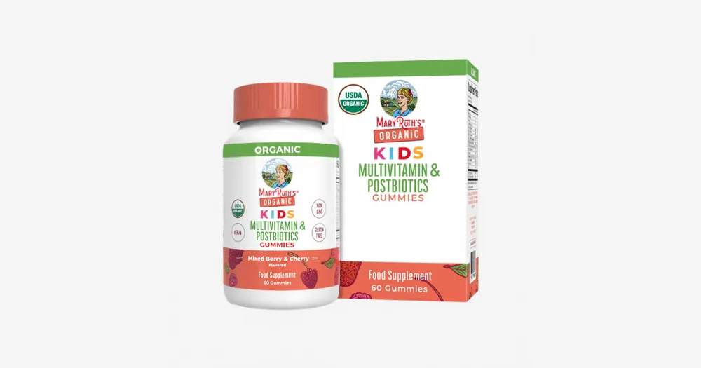 Markdown Organic Kids Multivitamin + Postbiotics Gummies - Mixed Berry & Cherry