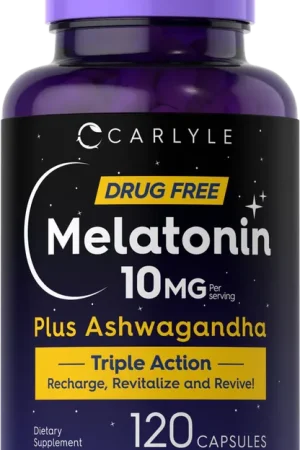 While Supplies Last Melatonin 10mg per serving with Ashwagandha 120 Capsules