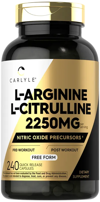 While Supplies Last L-Arginine L-Citrulline Complex 2250mg per serving 240 Capsules