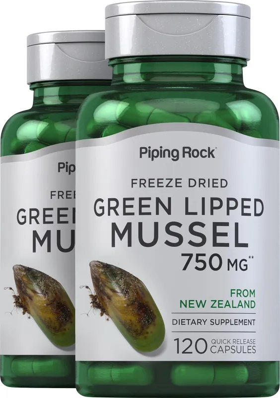 Green Lipped Mussel Freeze Dried from New Zealand, 750 mg, 120 Quick Release Capsules, 2 Bottles Premium