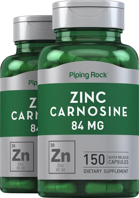 Buy Online Zinc Carnosine, 84 mg, 150 Quick Release Capsules, 2 Bottles