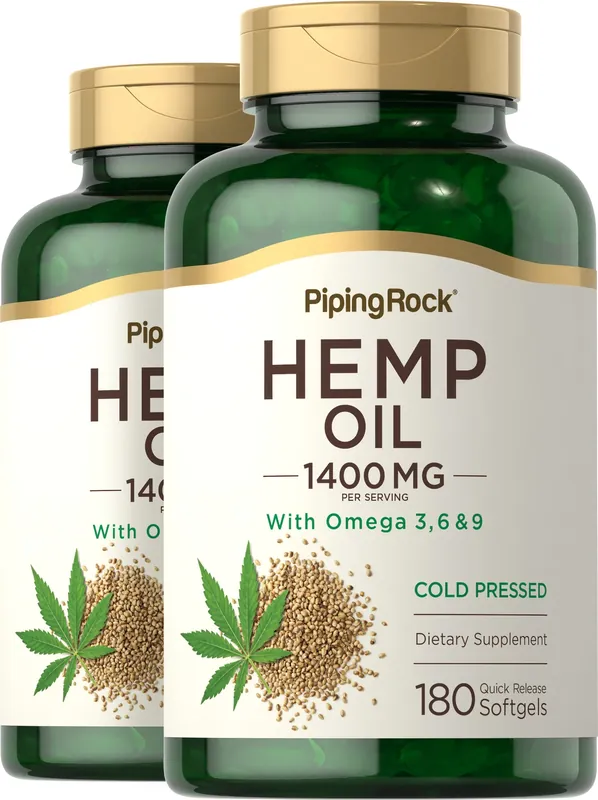 Buy Today Hemp Seed Oil (Cold Pressed), 1400 mg (per serving), 180 Quick Release Softgels, 2 Bottles