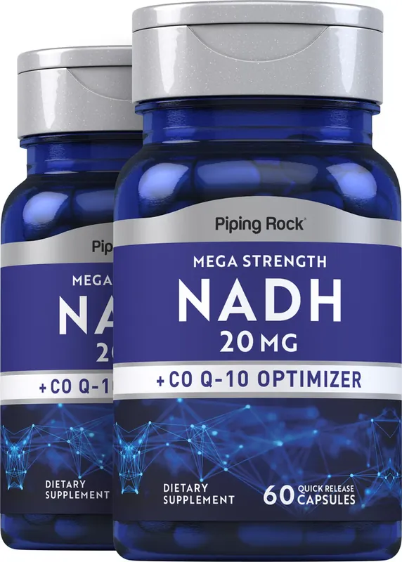 Holiday Sale Mega Strength NADH + CoQ10 Optimizer, 20 mg, 60 Quick Release Capsules, 2 Bottles