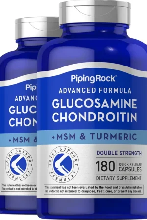 Advanced Double Strength Glucosamine Chondroitin MSM Plus Turmeric, 180 Quick Release Capsules, 2 Bottles Top Pick