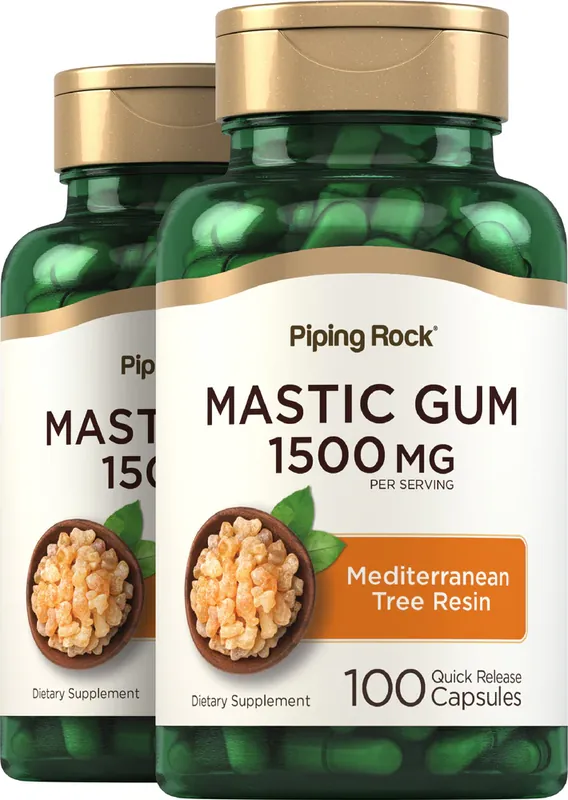 Premium Mastic Gum, 1500 mg (per serving), 100 Quick Release Capsules, 2 Bottles