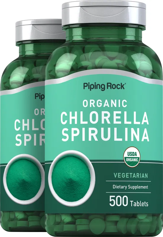 Chlorella Spirulina (Organic), 500 Tablets, 2 Bottles Reduced Price