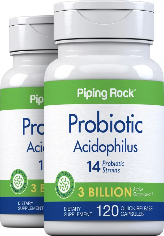 Discount Probiotic Acidophilus 14 Strains 3 Billion Organisms, 120 Quick Release Capsules, 2 Bottles