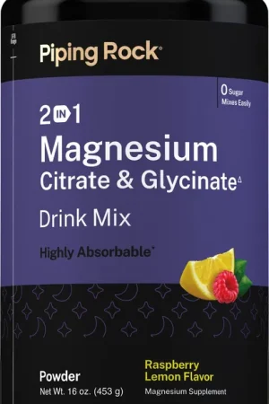 2 in 1 Magnesium Citrate & Glycinate Drink Mix (Raspberry Lemon), 16 oz (453 g) Bottle Hot Deal