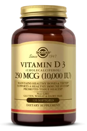 Solgar Vitamin D3 250 mcg (10000 IU) - 120 Softgels Crafted