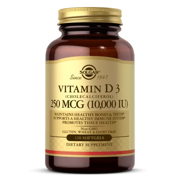 Solgar Vitamin D3 250 mcg (10000 IU) - 120 Softgels Crafted