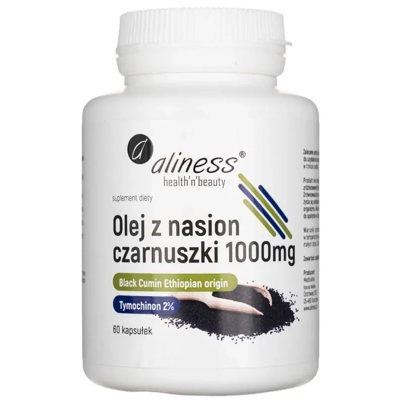 Aliness Black Cumin Seed Oil 2% 1000 mg - 60 Capsules Free Returns