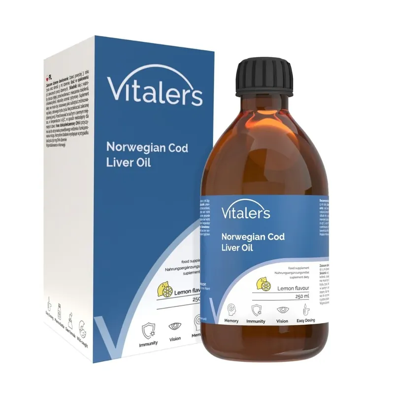 Vitaler‘s Omega-3 Norwegian Cod Liver Oil 1250 mg, Lemon - 250 ml Best Seller