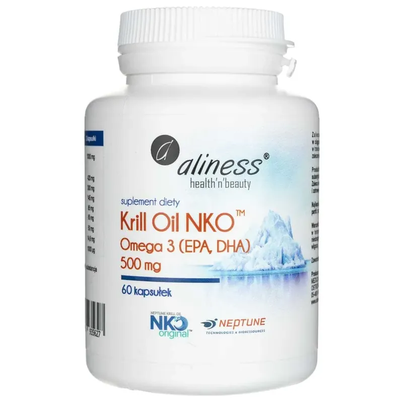 Aliness Krill Oil NKO Omega 3 with Astaxanthin 500 mg - 60 Capsules Limited Offer