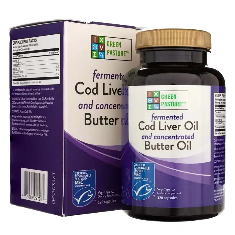 Big Sale Green Pasture Fermented Cod Liver Oil And Concentrated Butter Oil Blend - 120 Capsules