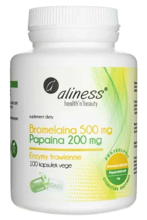 Aliness Bromelain 500 mg, Papain 200 mg - 100 Veg Capsules In Demand