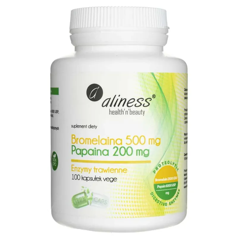 Aliness Bromelain 500 mg, Papain 200 mg - 100 Veg Capsules In Demand