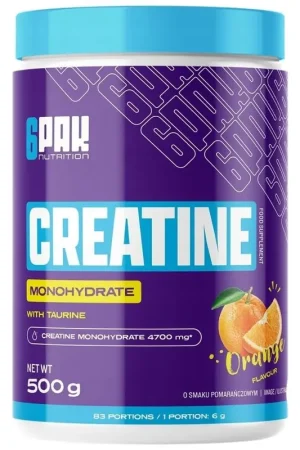 6PAK Creatine Monohydrate, Orange Flavour - 500 g Authentic