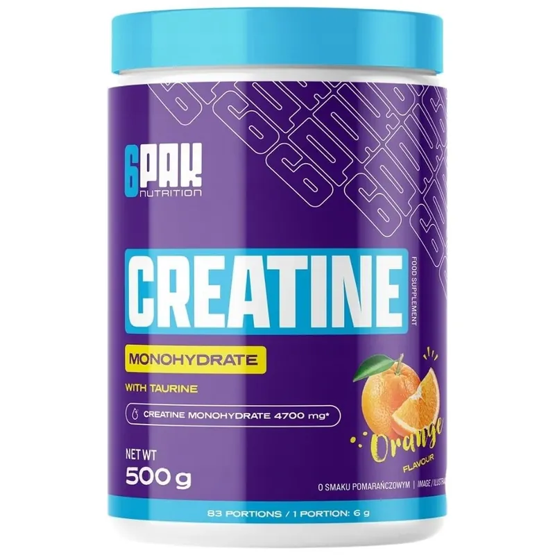 6PAK Creatine Monohydrate, Orange Flavour - 500 g Authentic