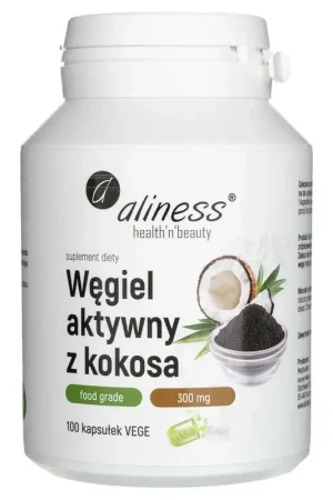 Aliness Coconut Activated Charcoal - 100 Veg Capsules Hassle-Free Returns
