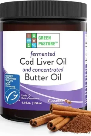 Green Pasture Fermented Cod Liver Oil Concentrated Butter Oil, Cinnamon - 188 ml Direct From Factory