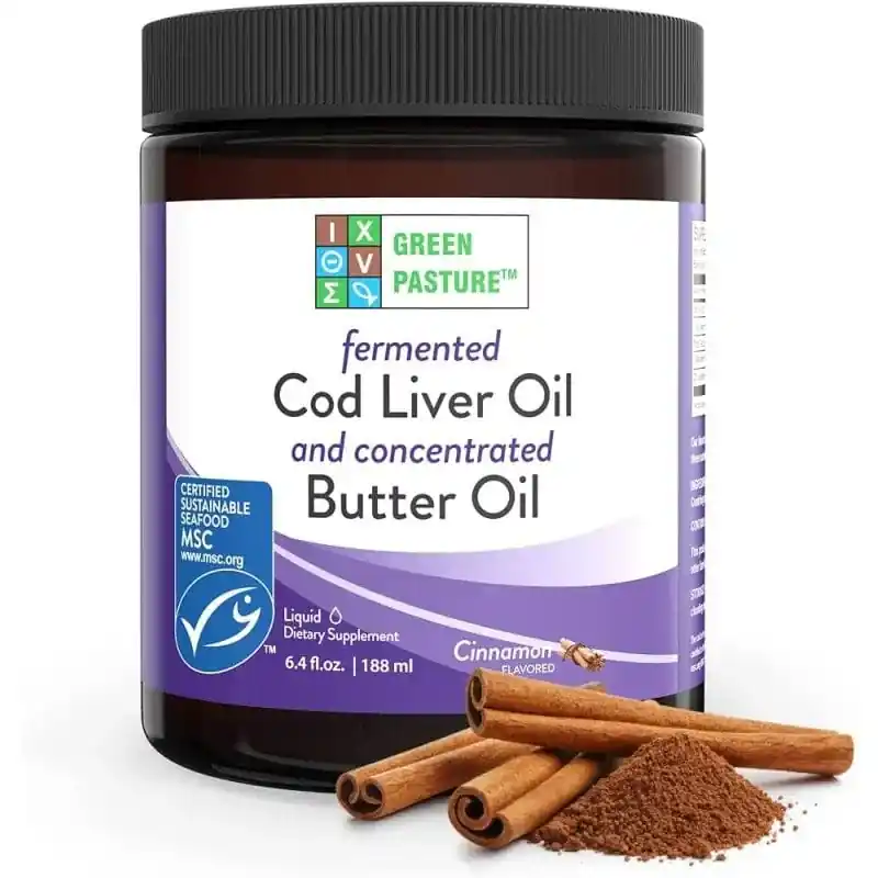 Green Pasture Fermented Cod Liver Oil Concentrated Butter Oil, Cinnamon - 188 ml Direct From Factory