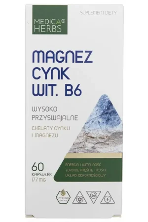 Medica Herbs Magnesium Zinc Vitamin B6 - 60 Capsules While Supplies Last