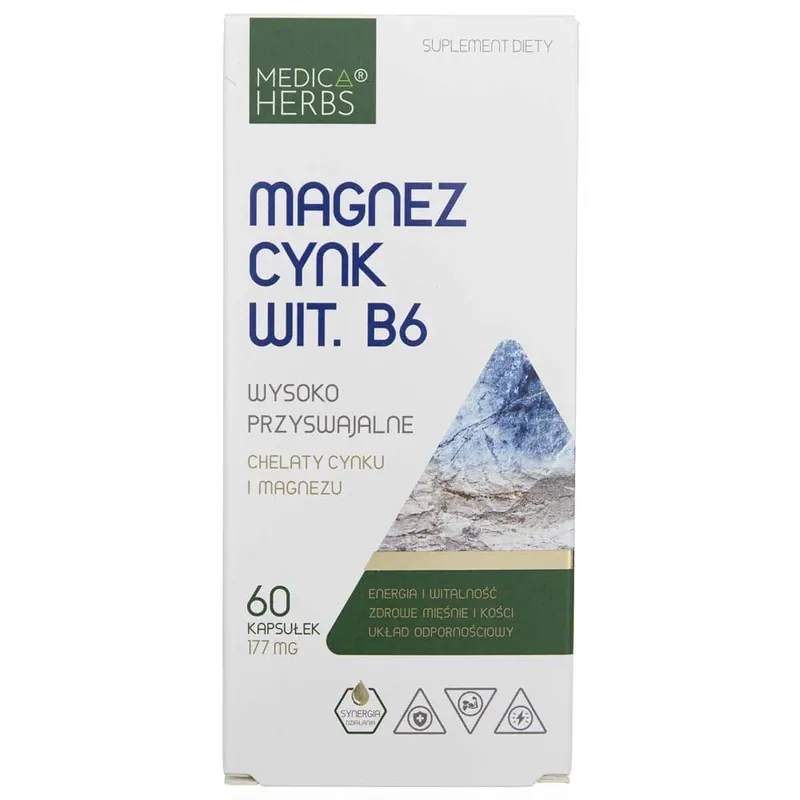 Medica Herbs Magnesium Zinc Vitamin B6 - 60 Capsules While Supplies Last