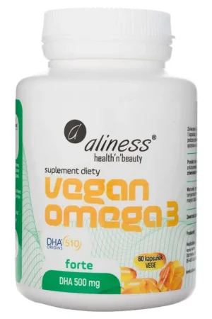 Aliness Vegan Omega 3 FORTE DHA 500 mg - 60 Veg Capsules Limited Offer