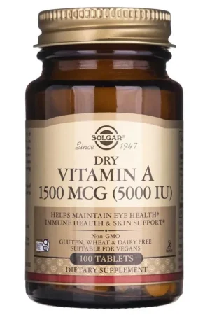 Buy Online Solgar Dry Vitamin A 1500 mcg (5000 IU) - 100 Tablets
