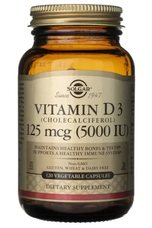 Solgar Vitamin D3 125 mcg (5000 IU) - 120 Veg Capsules High Quality