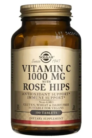 Solgar Vitamin C 1000 mg with Rose Hips - 100 Tablets Fast Shipping