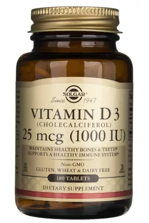 Solgar Vitamin D3 25 mcg (1000 IU) - 180 Tablets Buy Online