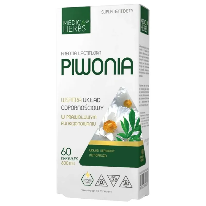 Premium Medica Herbs Peony 600 mg - 60 Capsules
