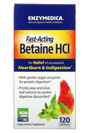 Authentic Enzymedica Betaine HCl - 120 Capsules
