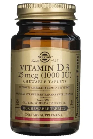 Solgar Vitamin D3 25 mcg (1000 IU) - 100 Chewable Tablets Save Now