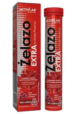 Activlab Pharma Iron Extra + Vitamins, Grape - 20 Effervescent Tablets Instant Buy