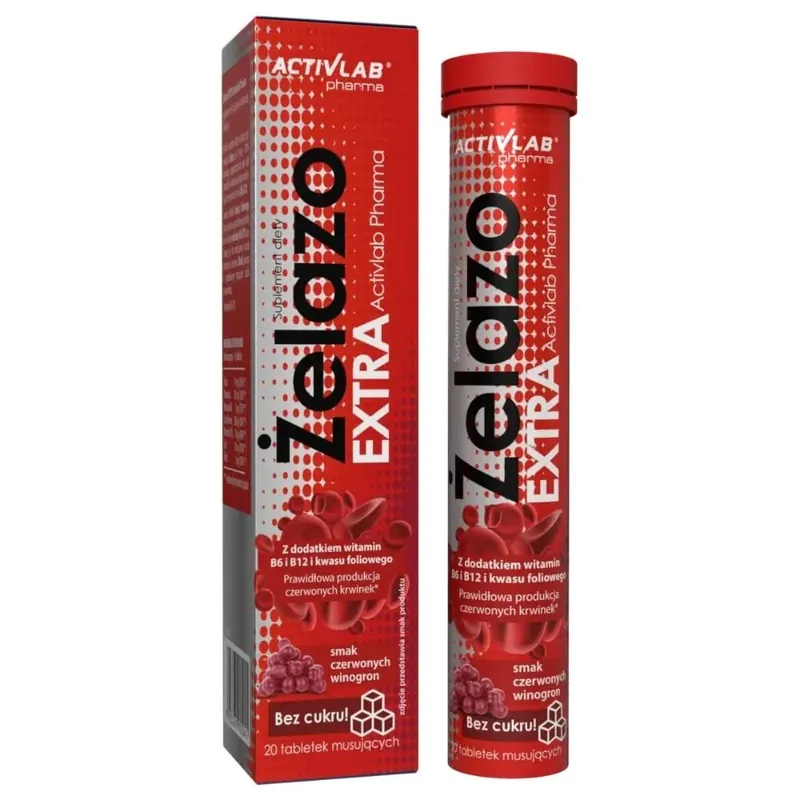 Activlab Pharma Iron Extra + Vitamins, Grape - 20 Effervescent Tablets Instant Buy