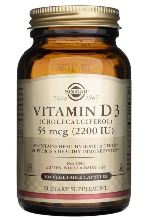 Solgar Vitamin D3 55 mcg (2200 IU) - 50 Vegetable Capsules Fan Favorite