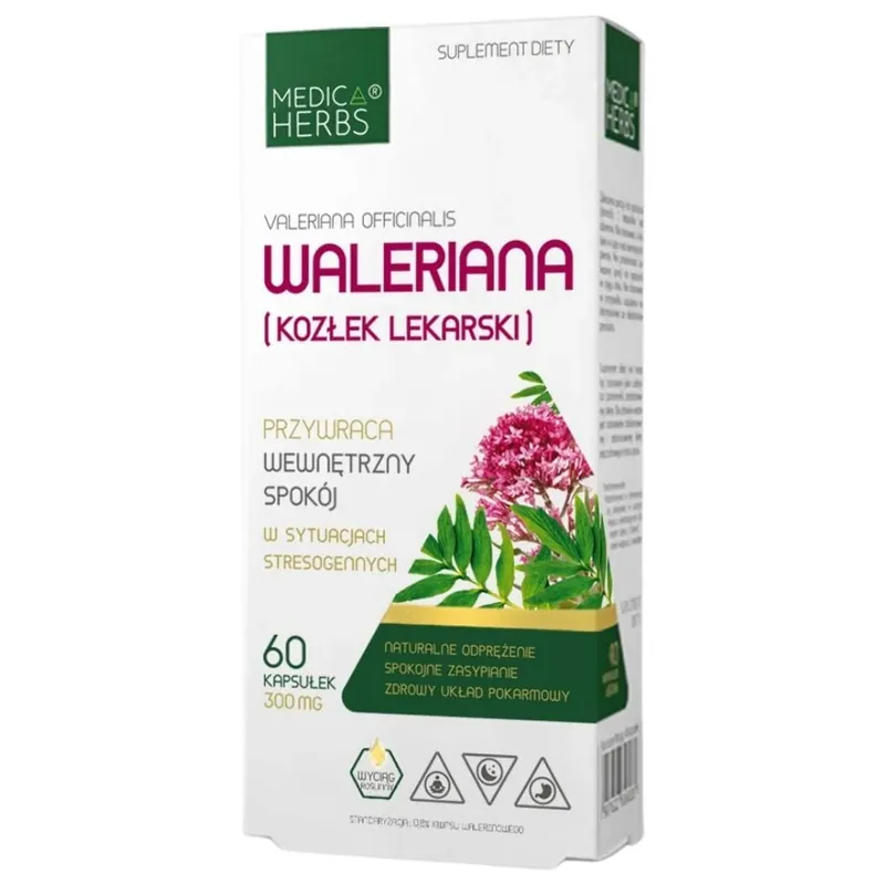 Medica Herbs Valerian (Valerian Geranium) 300 mg - 60 Capsules Fan Favorite