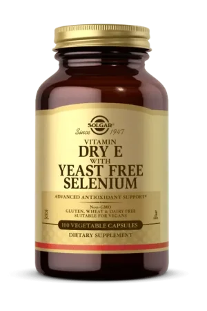 Free Returns Solgar Vitamin Dry E with Yeast Free Selenium - 100 Capsules