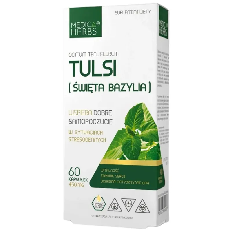 Same Day Shipping Medica Herbs Tulsi (Holy Basil) 450 mg - 60 Capsules