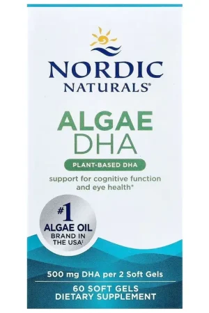Nordic Naturals Algae DHA (Omega-3 from Algae) 500 mg - 60 Capsules Premium